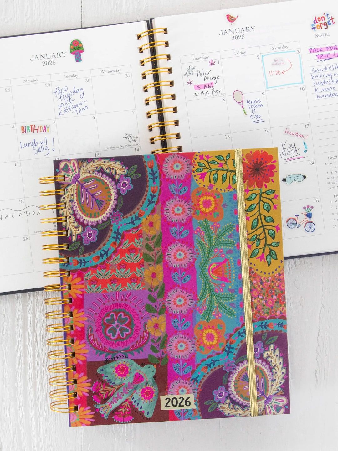 Lilac Folk Flower 17 Month Planner