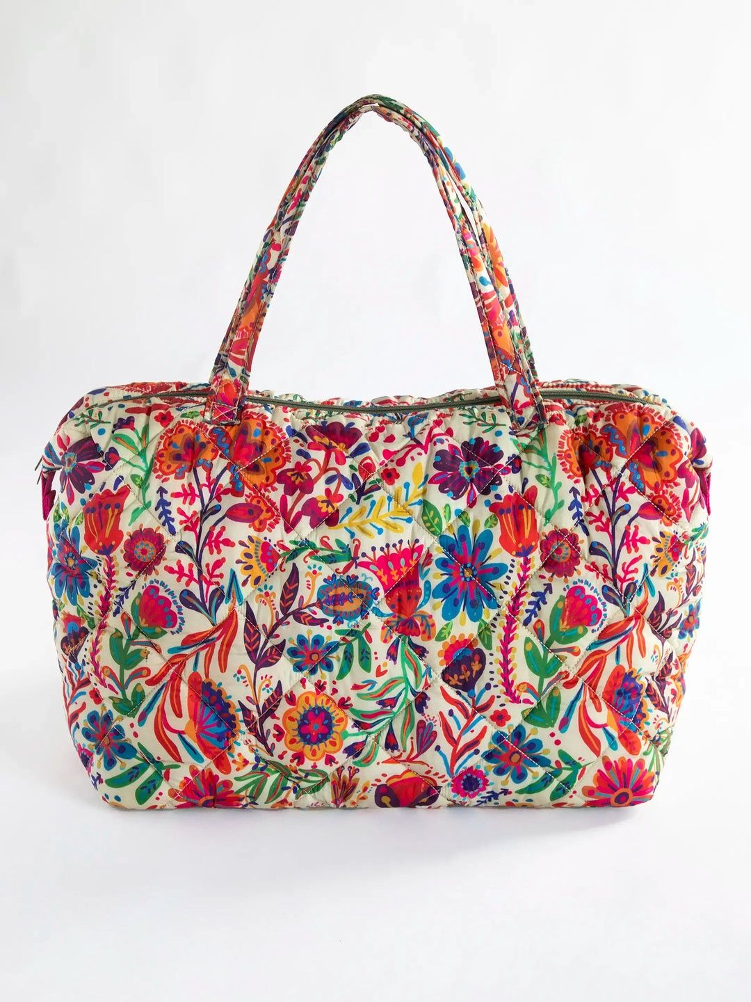 Rainbow Cream Floral Puffy Weekender Bag