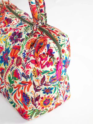 Rainbow Cream Floral Puffy Weekender Bag