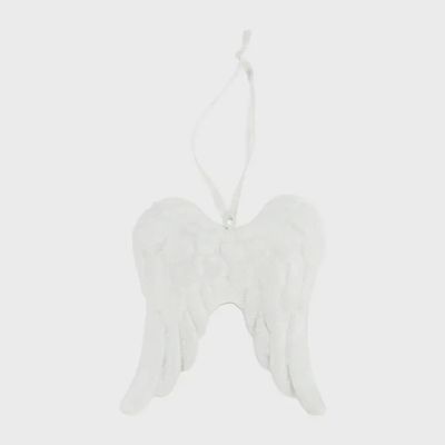 White Frosted Resin Angel Wing Ornament