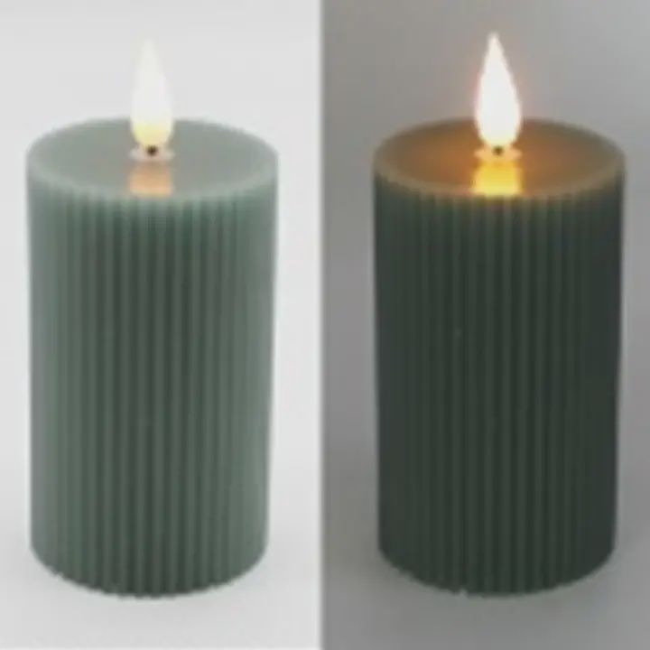 Ribbed Green LED Candle, Size: 4&quot;