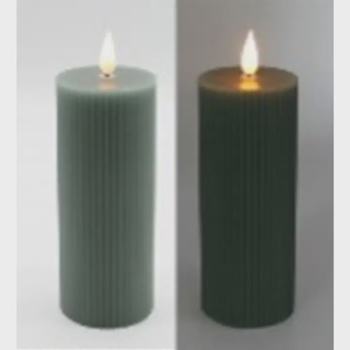 Ribbed Green LED Candle