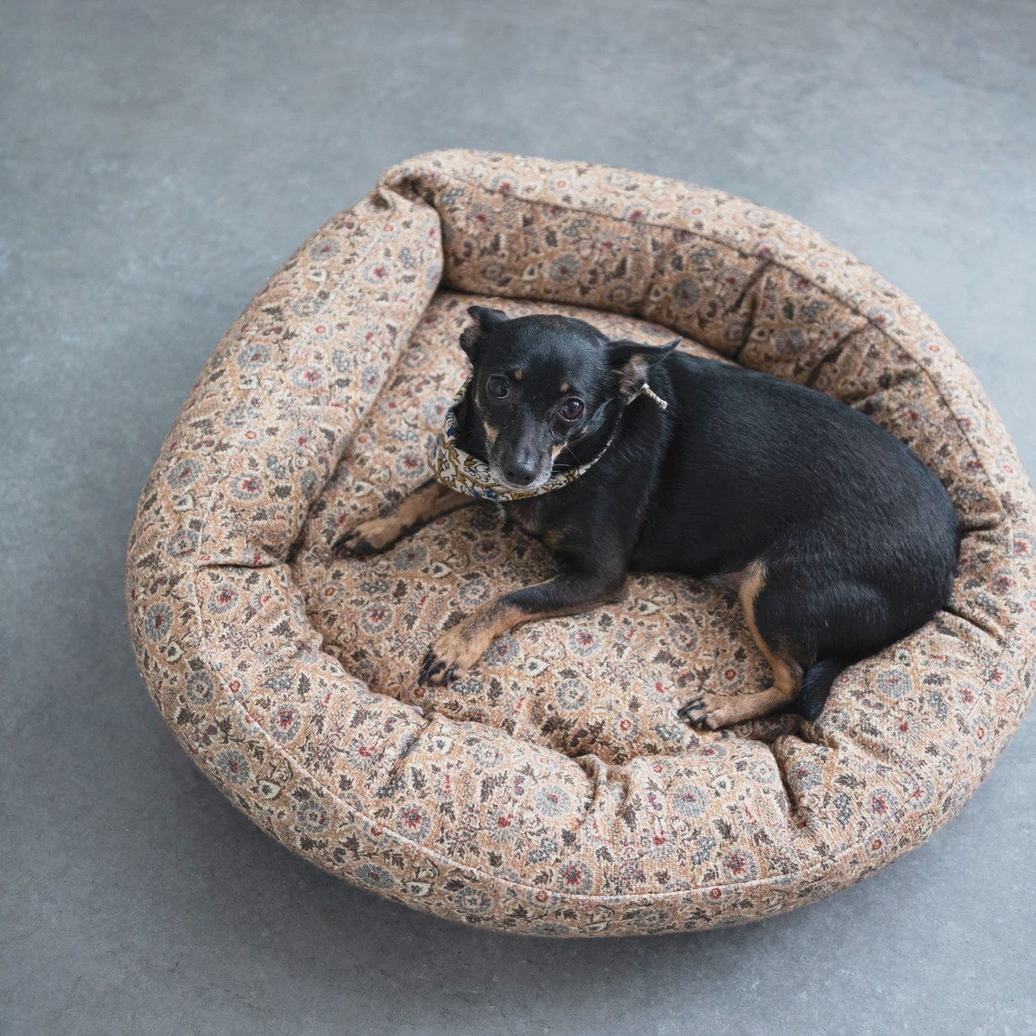 Natural Floral Cotton Slub Printed Pet Bed