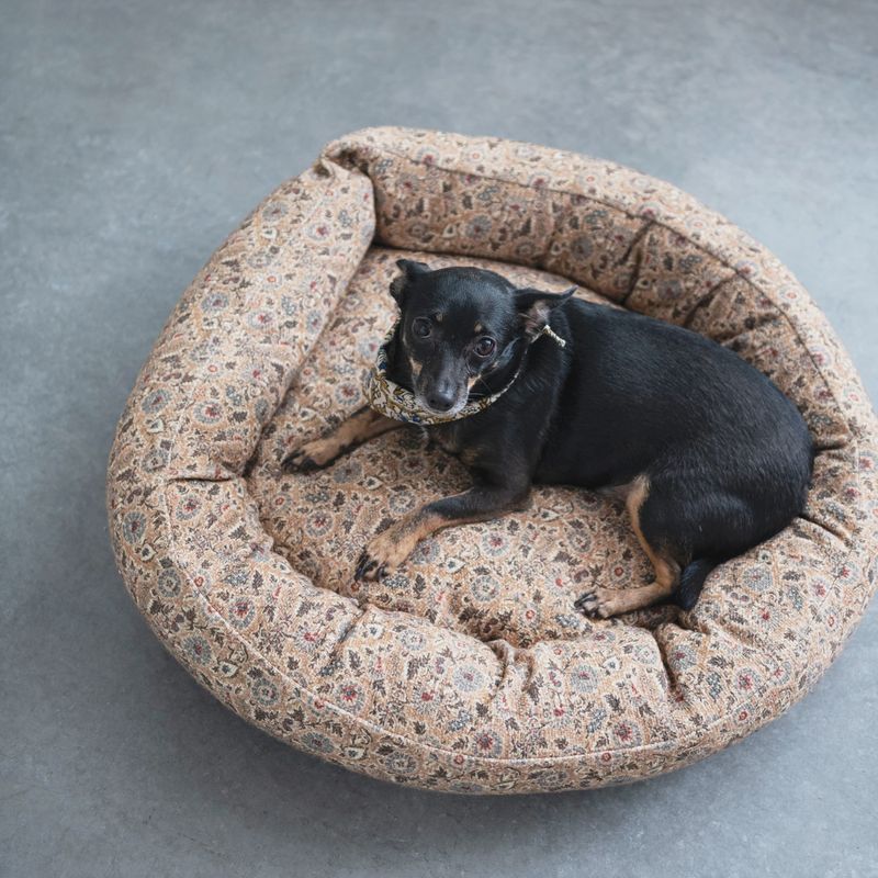Natural Floral Cotton Slub Printed Pet Bed