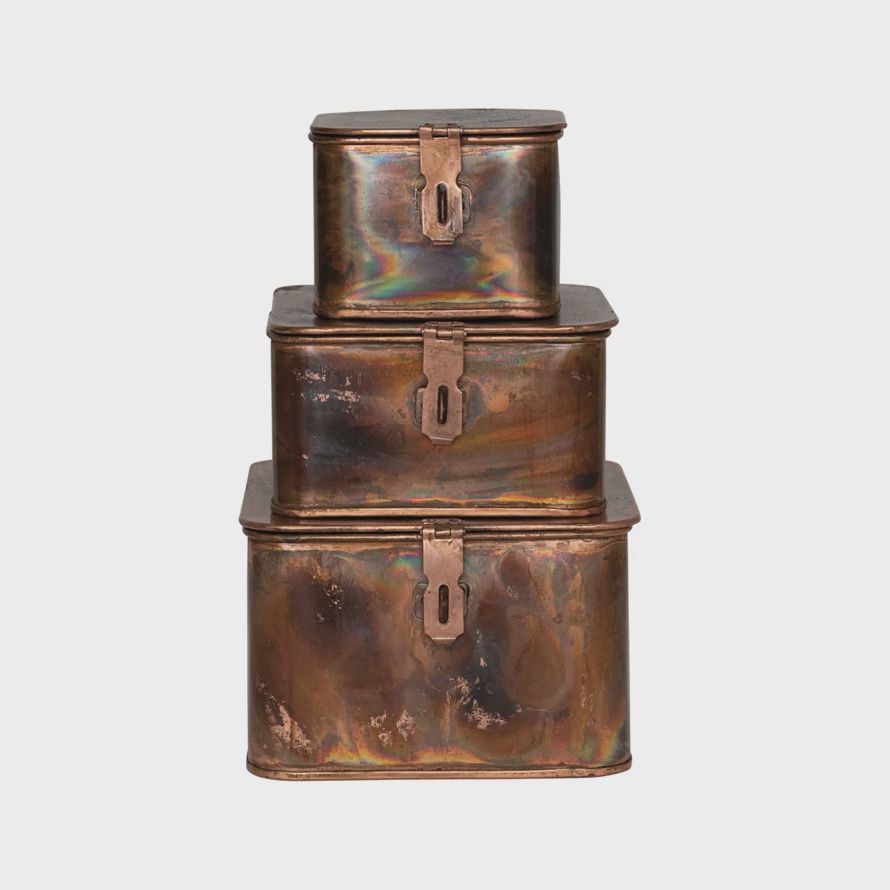 Burnt Copper Decorative Metal Box
