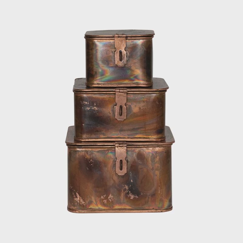 Burnt Copper Decorative Metal Box