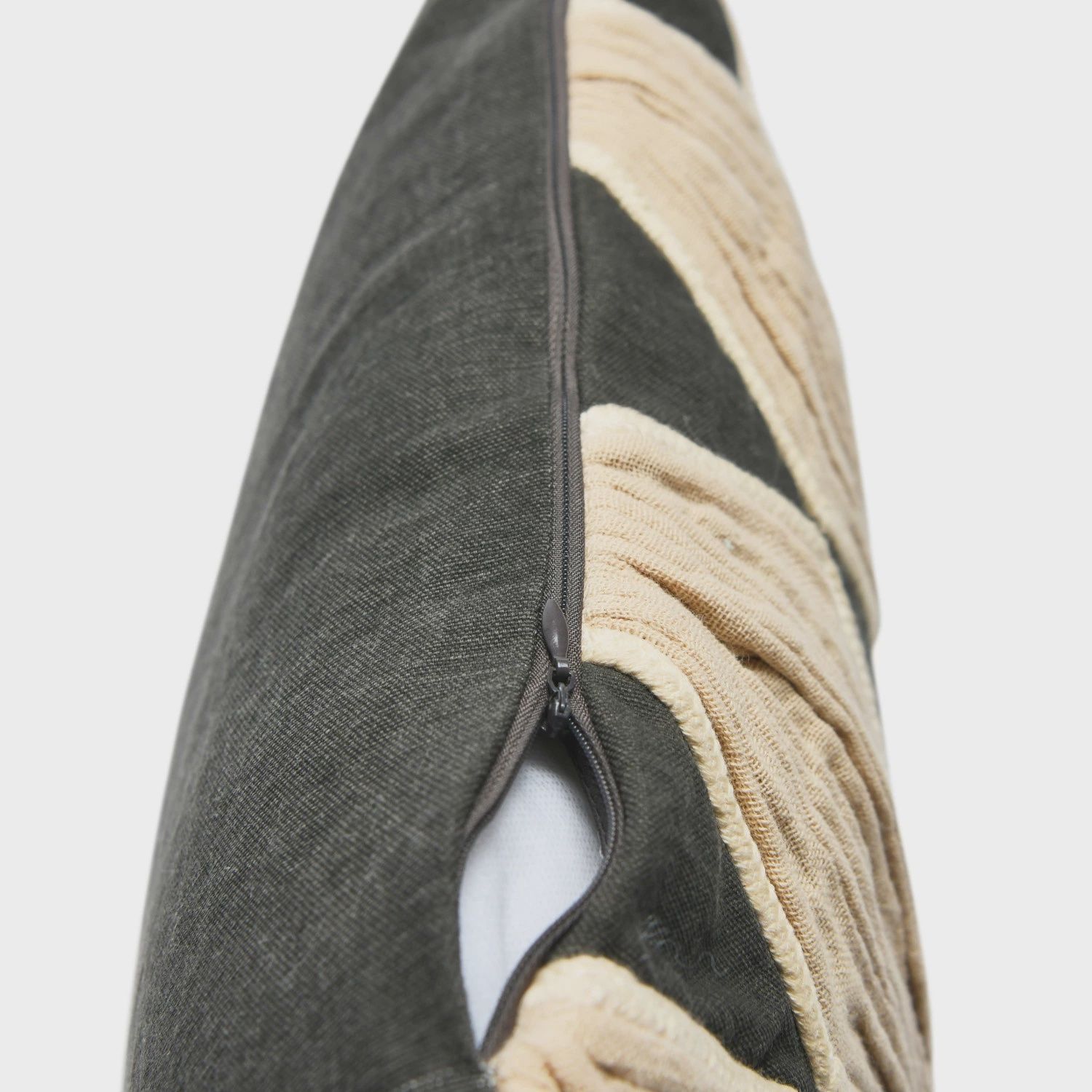 Charcoal &amp; Tan Applique &amp; Diamond Pattern