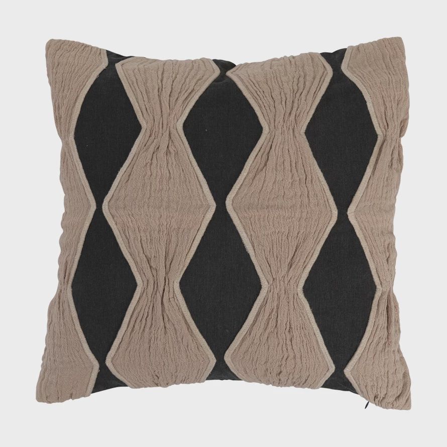 Charcoal &amp; Tan Applique &amp; Diamond Pattern