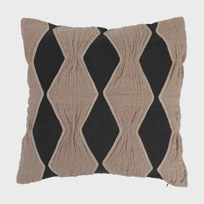Charcoal &amp; Tan Applique &amp; Diamond Pattern