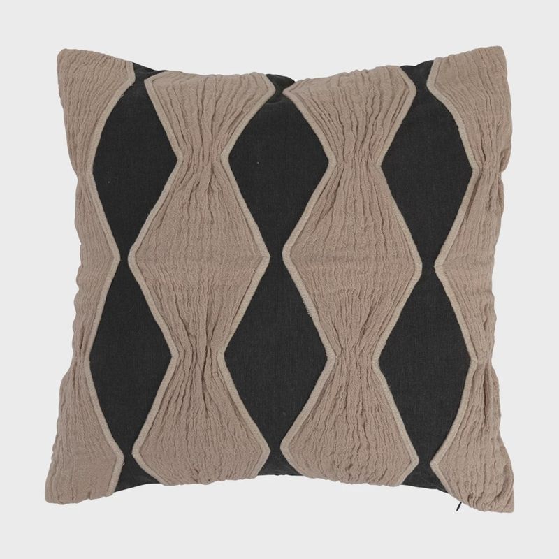 Charcoal &amp; Tan Applique &amp; Diamond Pattern