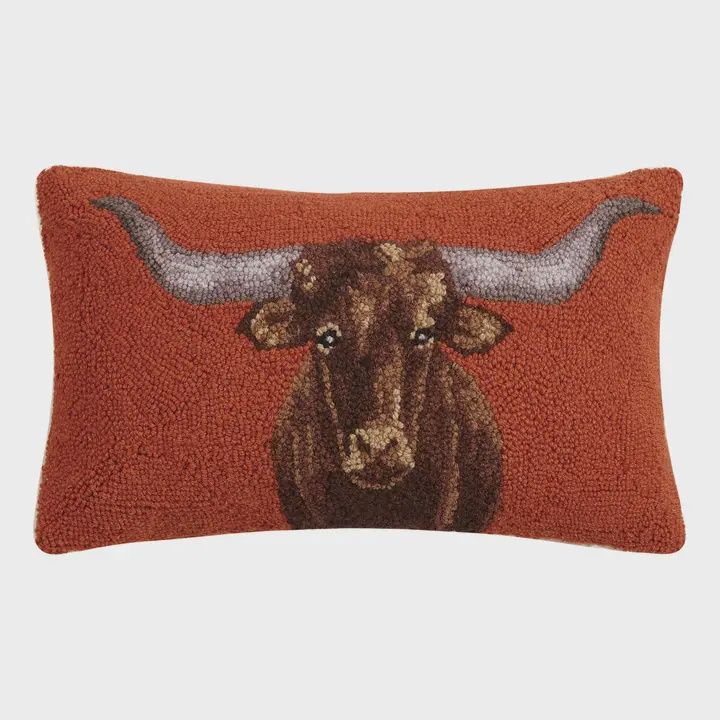 Orange Longhorn Hook Pillow
