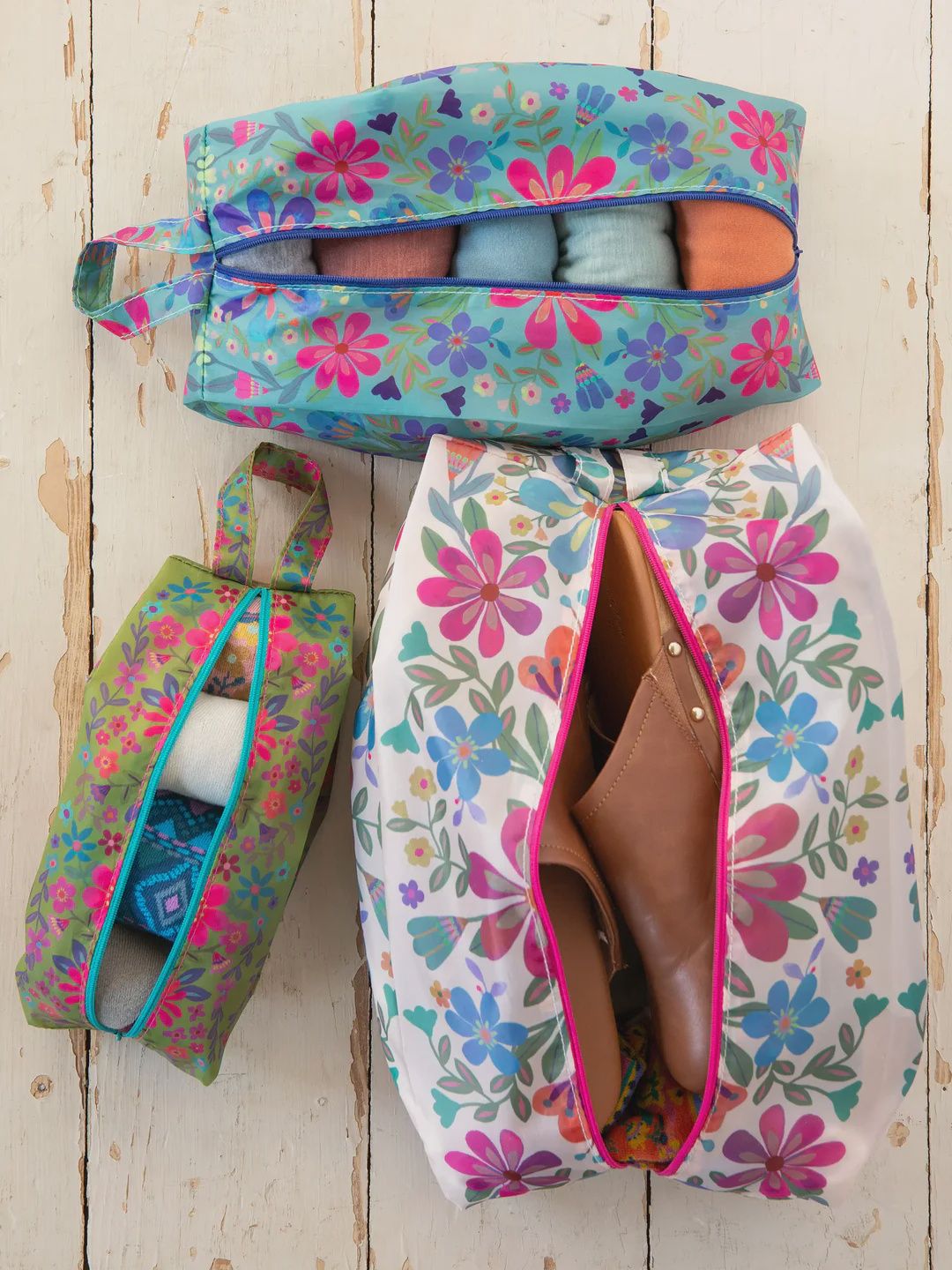Folk Flower Pack &amp; Go Packing Cubes, Set of 3