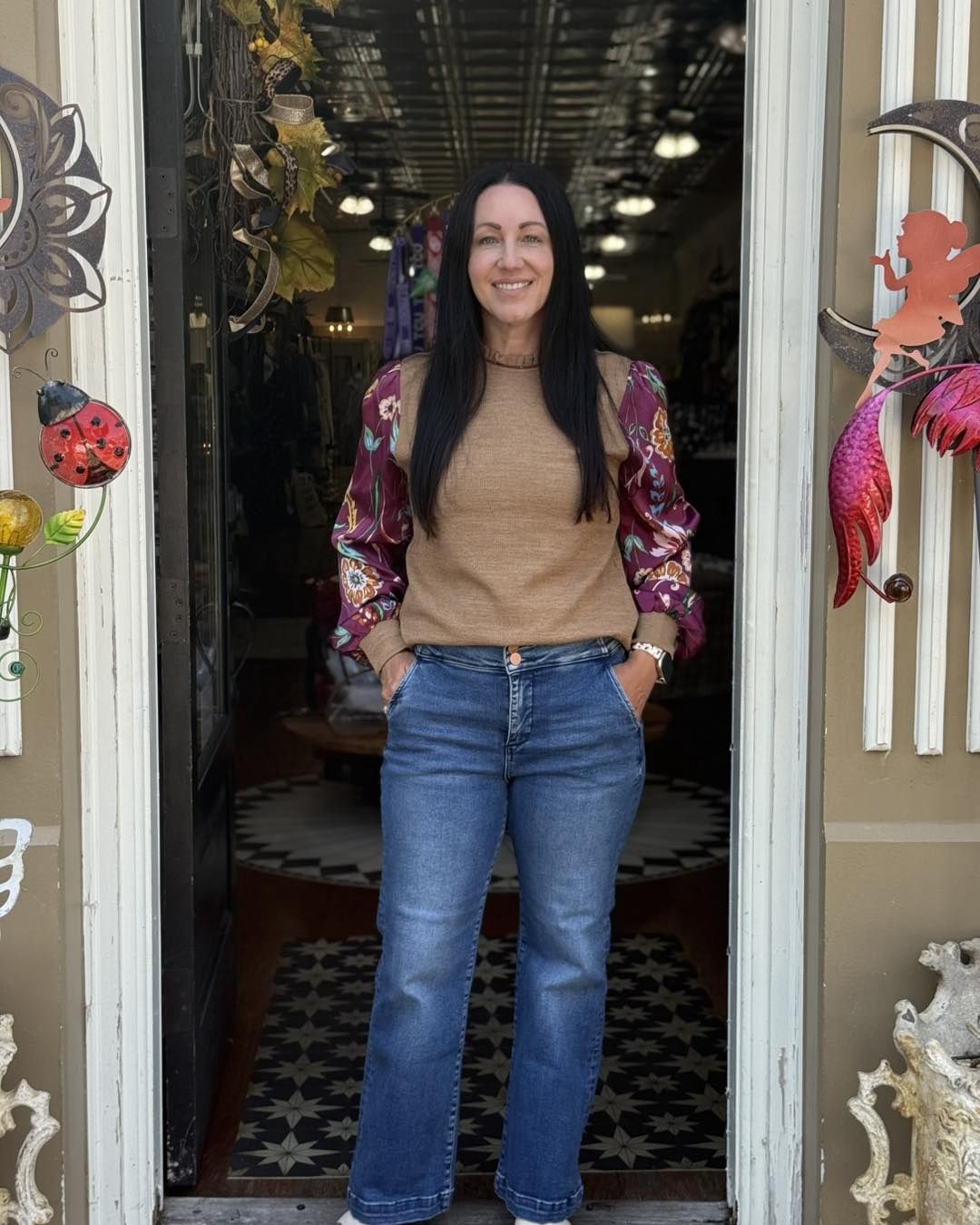 Silk Long Sleeve Floral top