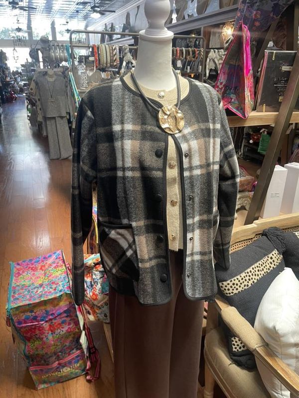 Black &amp; Beige Plaid Jacket