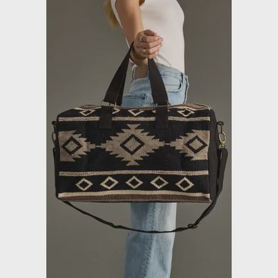 Black, Taupe &amp; Cream Aztec Duffel Bag