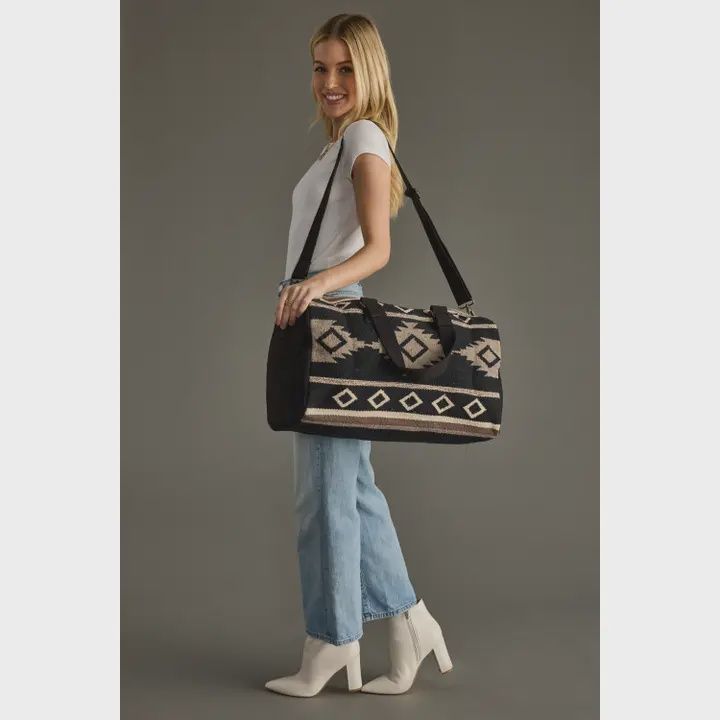 Black, Taupe &amp; Cream Aztec Duffel Bag