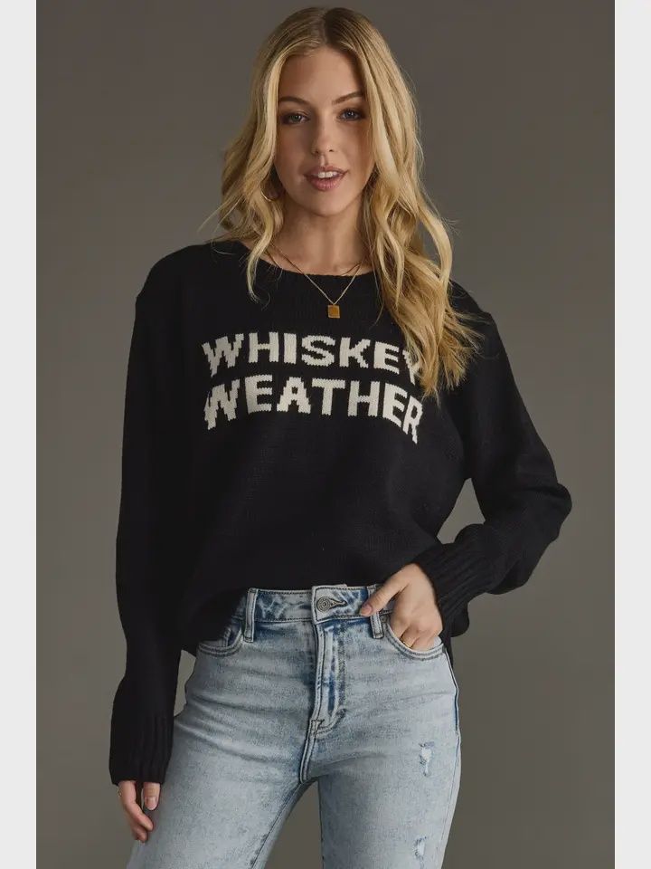 Whiskey Weather Knit Sweater, Colour: Black w. White, Size: Small