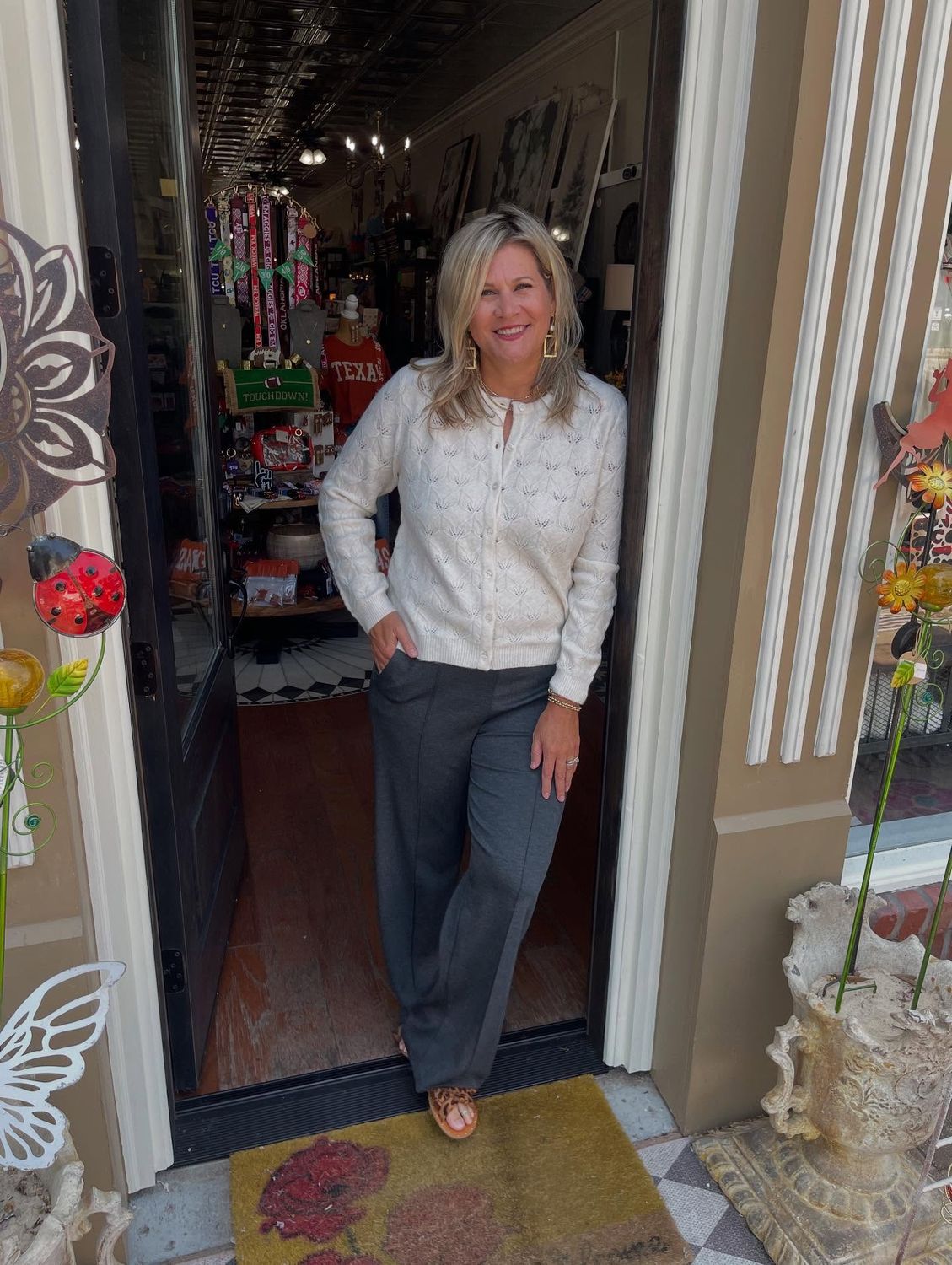 Cream Leaf Cardigan