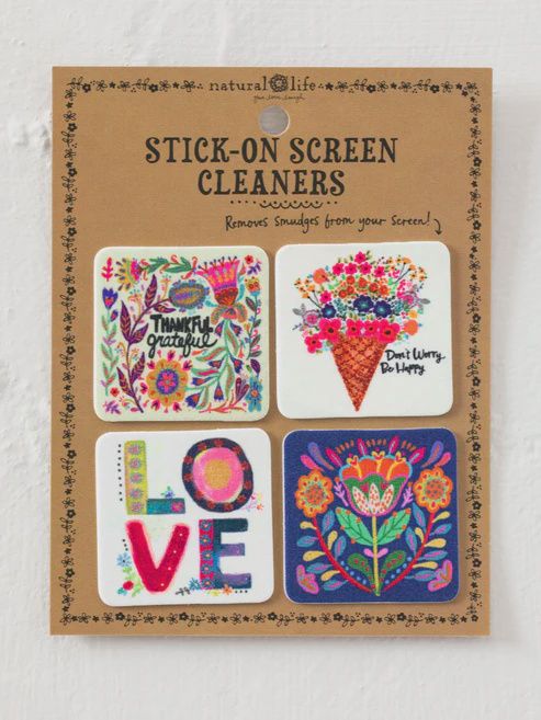 Thankful Stick-On Reusable Screen Cleaners- Set of 4