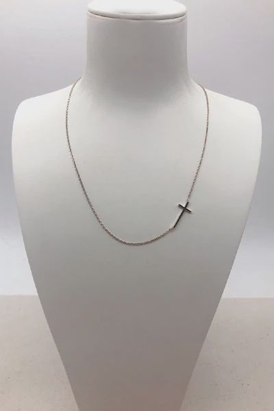 Sideways Cross Necklace, Colour: Gold