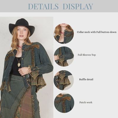 Patch Pocket Cropped Gravel Denim Jacket