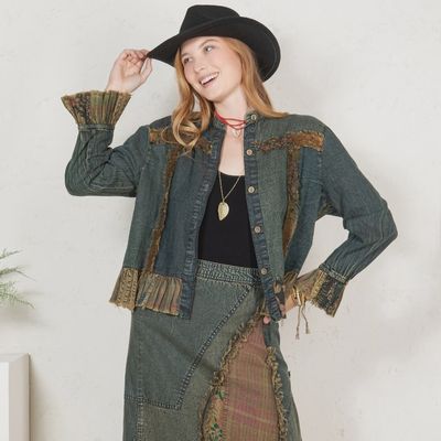 Patch Pocket Cropped Gravel Denim Jacket