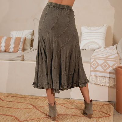 Boho Flair Asymmetrical Gravel Mid-Length Skirt