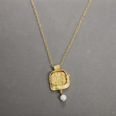 Square Scapular Cross 18K Gold Necklace