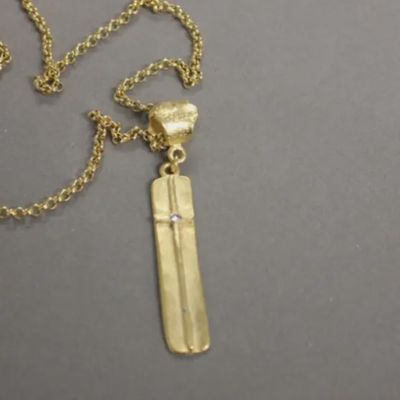 Md Tag CZ Gold Cross 18K Necklace
