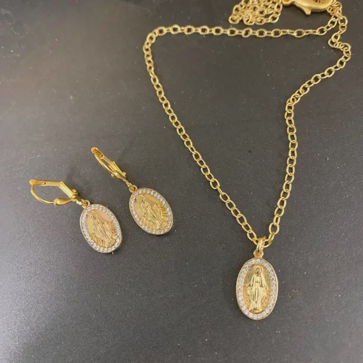 Virgin Mary CZ Medal 18K Necklace