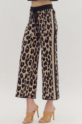 Leopard Print High Waisted Sweater Pants