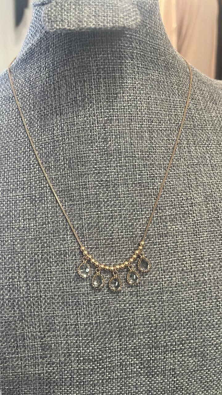 5 Gem Bax Smokey Gold Necklace