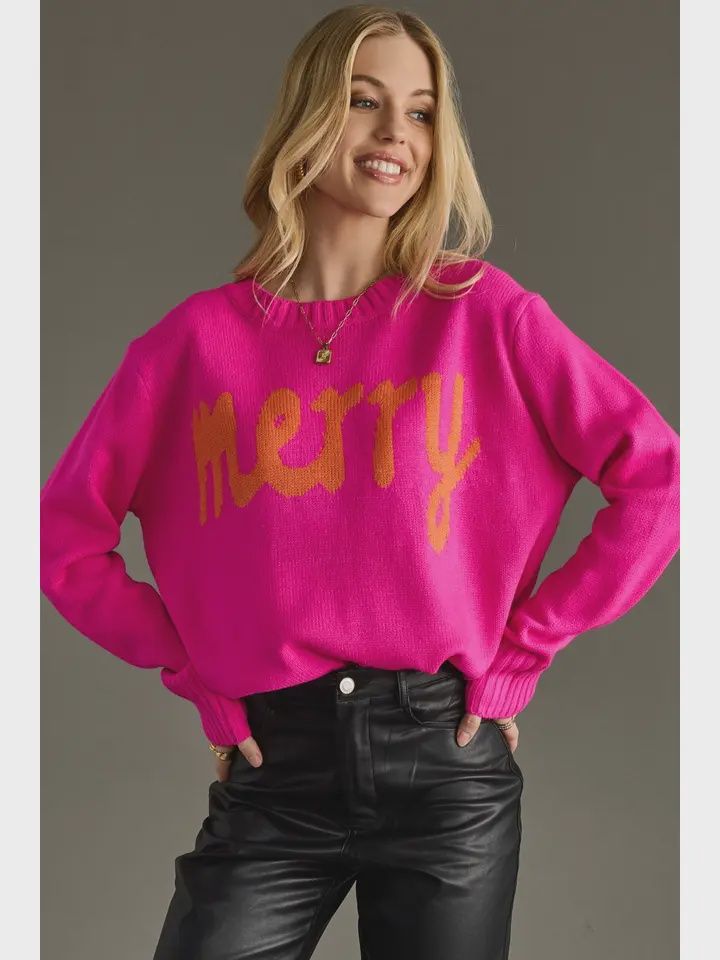 Bright Pink Merry Sweater
