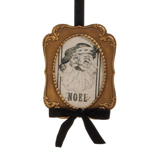 7&quot; Vintage Santa Gold Gazette Framed Ornament