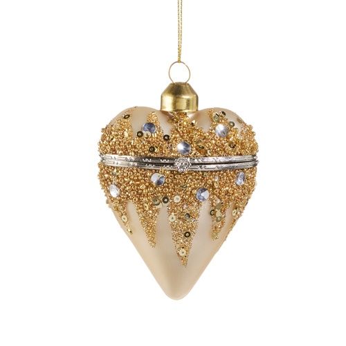 3.5&quot; Champagne Gold Heart Box Ornament