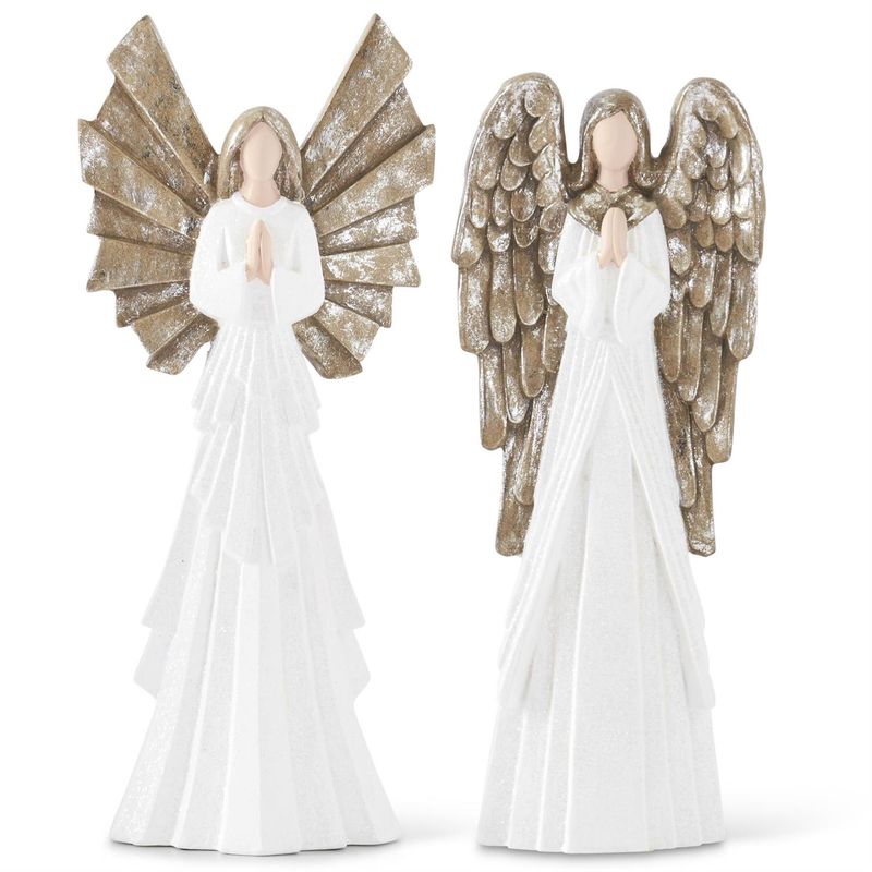 White Glitter Praying Angels