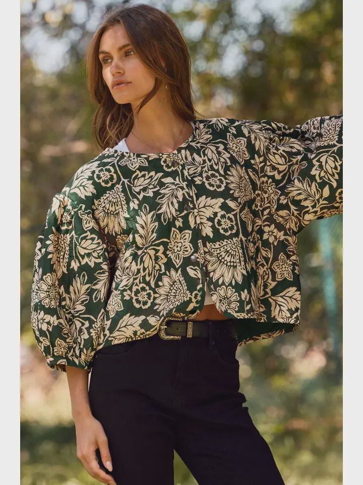 Green Wave Quilted Jacket