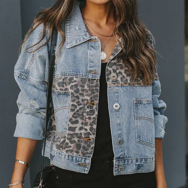 Leopard Patch Denim Jacket