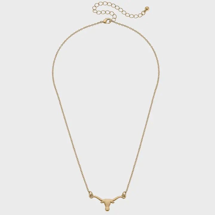 Texas Longhorn Logo 24K Gold Plated Necklace
