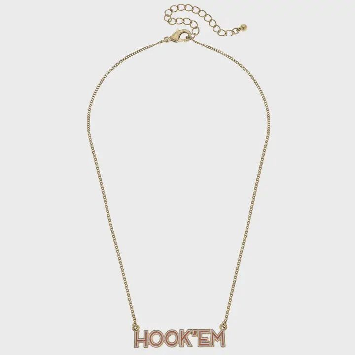 Texas UT Hookem Enamel Necklace