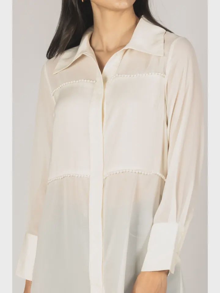 Sheer Pearl Embellished Blouse
