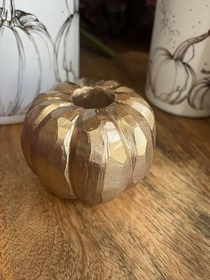 Gold Resin Pumpkin Taper Holder