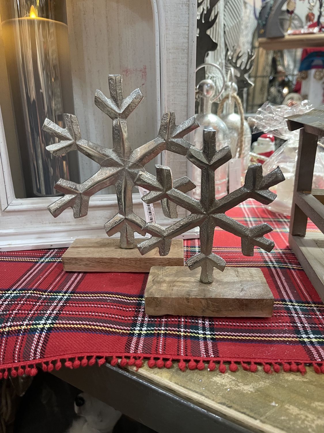 Aluminum Snowflakes on  Stands