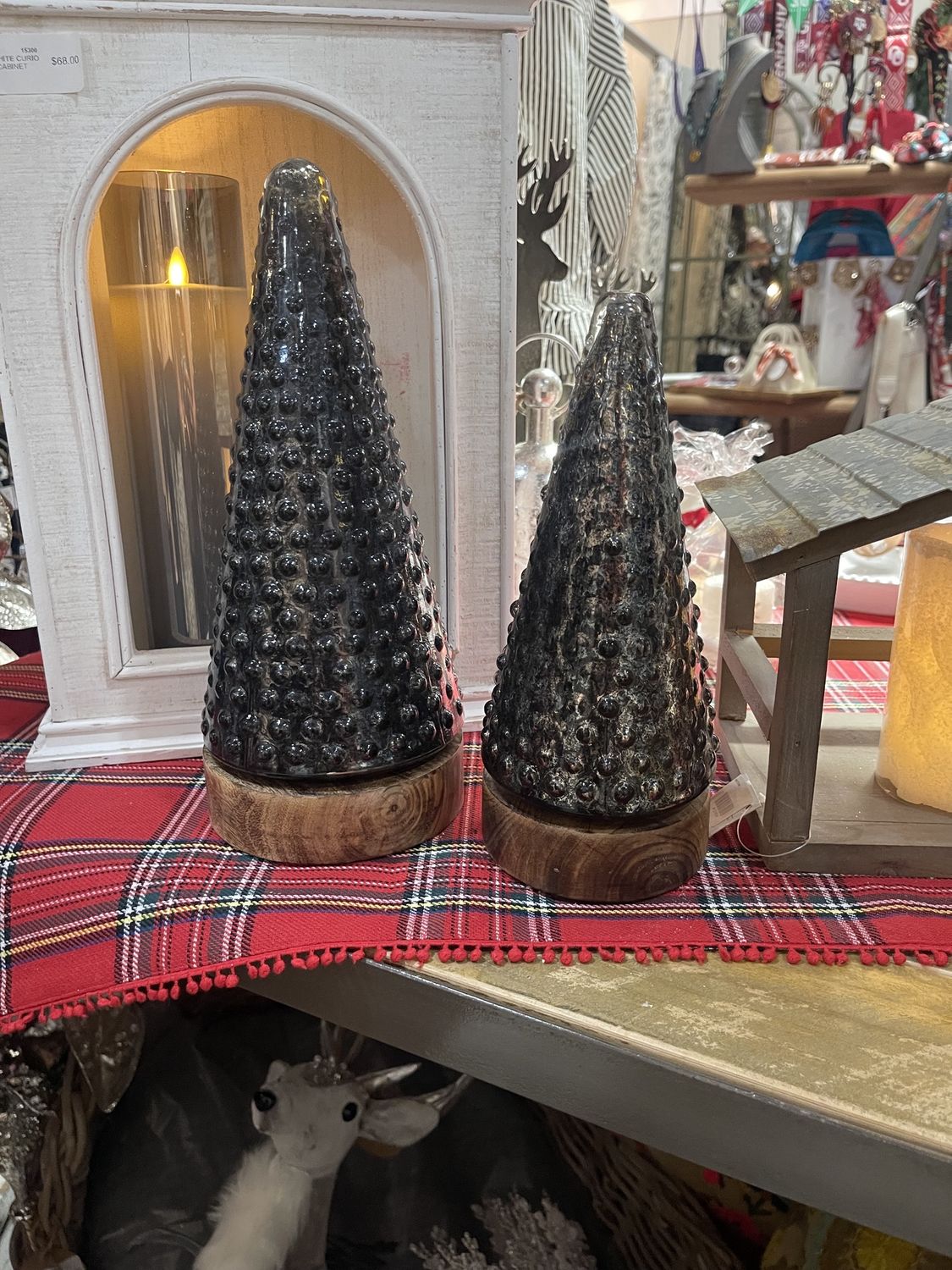 Antique Black Glass Tree on  Stand