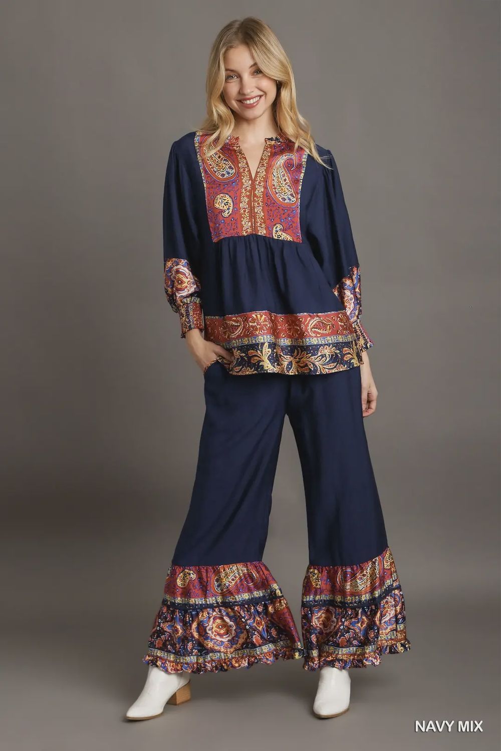 Boho Flare Paisley Hem Pant