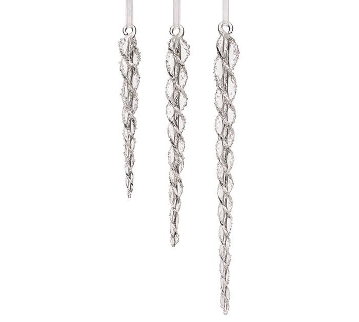 Twisted Glass Icicle Ornament, Size: Small 7&quot;