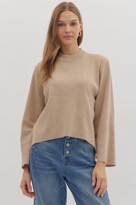 Oatmeal Mock Neck Sweater