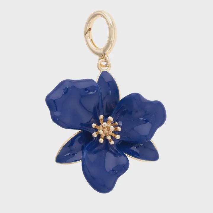 Navy Flower Charm Pendant