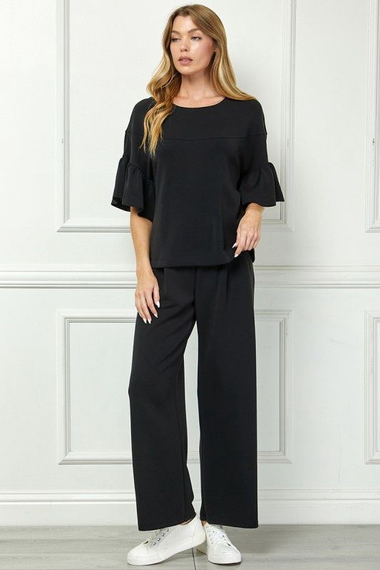 Very Soft Ruffle Sleeve Knit Top