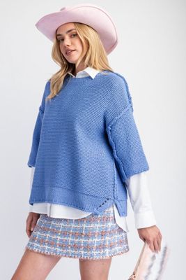 3/4 Sleeve Boxy Knit Sweater